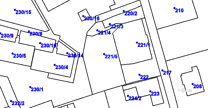 Parcela st. 221/5 v KÚ Nové Pavlovice, Katastrální mapa