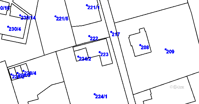 Parcela st. 223 v KÚ Nové Pavlovice, Katastrální mapa