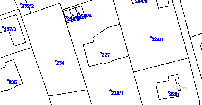 Parcela st. 227 v KÚ Nové Pavlovice, Katastrální mapa