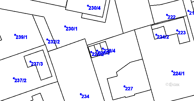 Parcela st. 228/3 v KÚ Nové Pavlovice, Katastrální mapa
