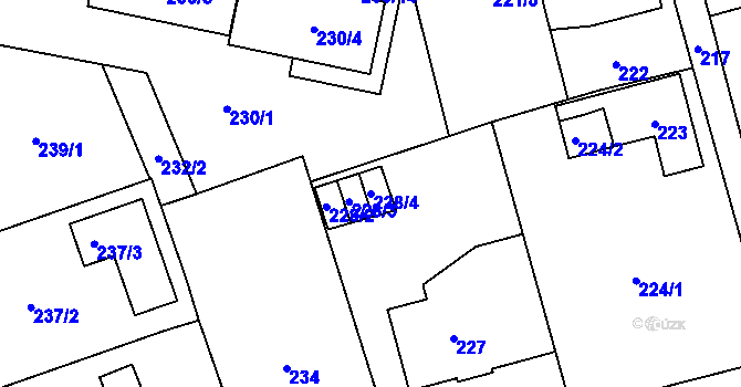 Parcela st. 228/4 v KÚ Nové Pavlovice, Katastrální mapa