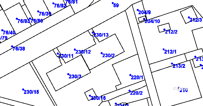 Parcela st. 230/2 v KÚ Nové Pavlovice, Katastrální mapa