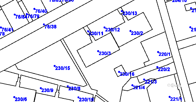 Parcela st. 230/3 v KÚ Nové Pavlovice, Katastrální mapa