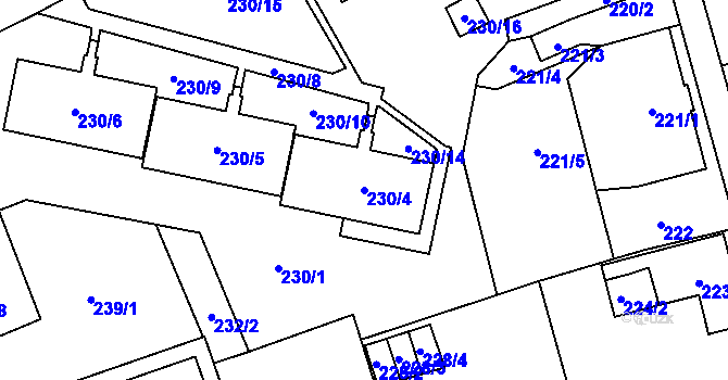 Parcela st. 230/4 v KÚ Nové Pavlovice, Katastrální mapa