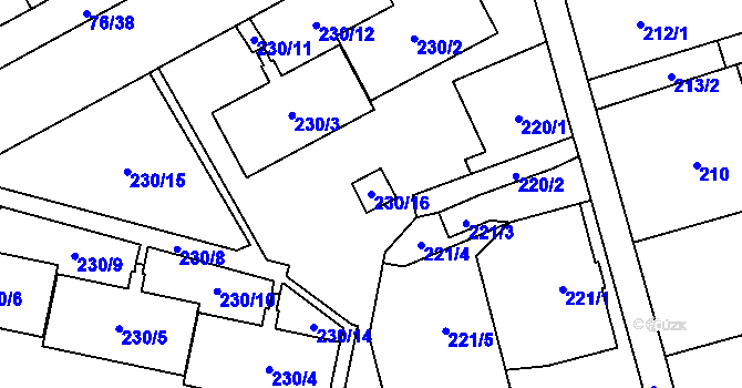 Parcela st. 230/16 v KÚ Nové Pavlovice, Katastrální mapa
