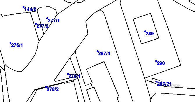 Parcela st. 287/1 v KÚ Nové Pavlovice, Katastrální mapa
