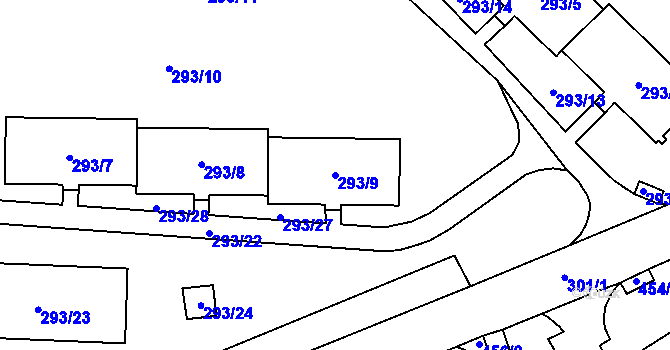 Parcela st. 293/9 v KÚ Nové Pavlovice, Katastrální mapa