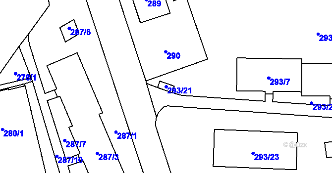 Parcela st. 293/21 v KÚ Nové Pavlovice, Katastrální mapa
