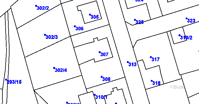 Parcela st. 307 v KÚ Nové Pavlovice, Katastrální mapa