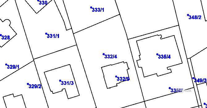 Parcela st. 332/4 v KÚ Nové Pavlovice, Katastrální mapa