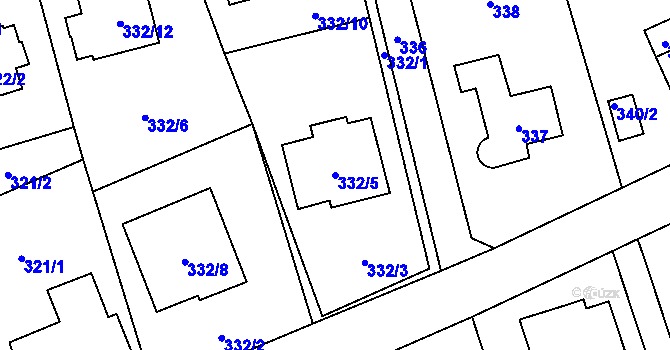 Parcela st. 332/5 v KÚ Nové Pavlovice, Katastrální mapa