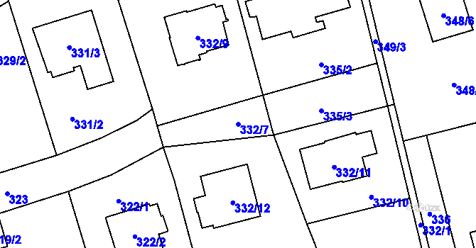Parcela st. 332/7 v KÚ Nové Pavlovice, Katastrální mapa