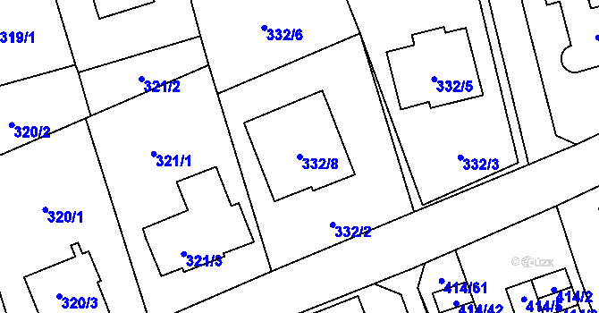 Parcela st. 332/8 v KÚ Nové Pavlovice, Katastrální mapa