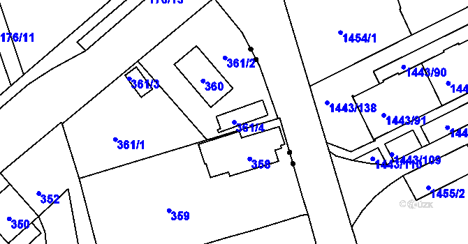 Parcela st. 361/4 v KÚ Nové Pavlovice, Katastrální mapa