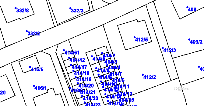 Parcela st. 414/2 v KÚ Nové Pavlovice, Katastrální mapa