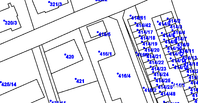 Parcela st. 416/1 v KÚ Nové Pavlovice, Katastrální mapa