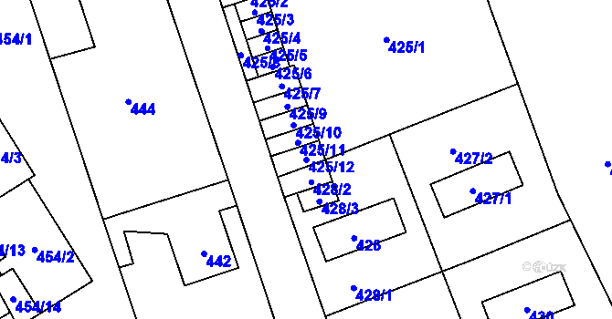 Parcela st. 425/12 v KÚ Nové Pavlovice, Katastrální mapa
