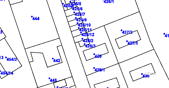 Parcela st. 428/3 v KÚ Nové Pavlovice, Katastrální mapa