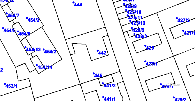 Parcela st. 442 v KÚ Nové Pavlovice, Katastrální mapa