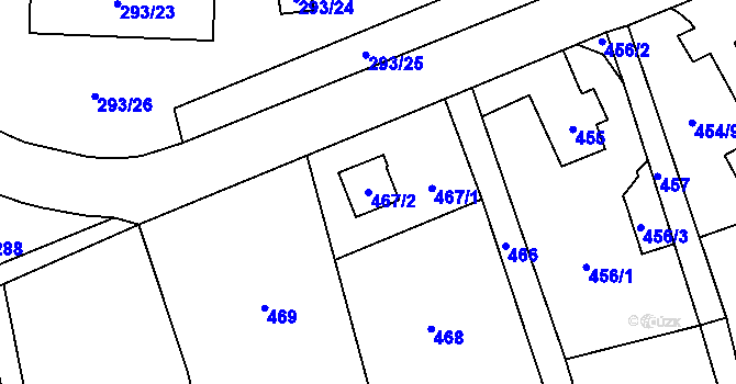 Parcela st. 467/2 v KÚ Nové Pavlovice, Katastrální mapa