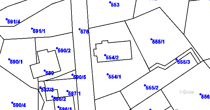 Parcela st. 554/2 v KÚ Nové Pavlovice, Katastrální mapa