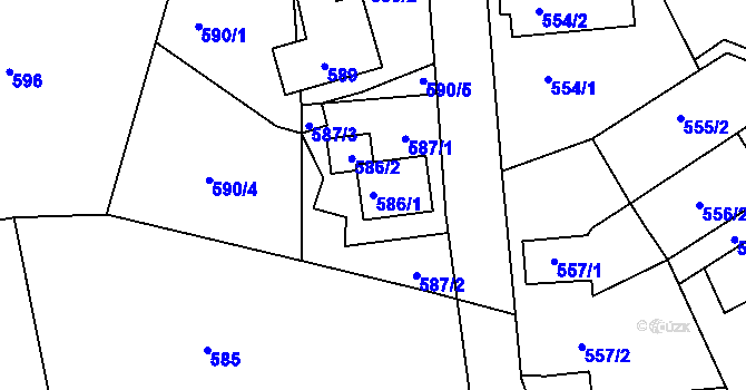 Parcela st. 586/1 v KÚ Nové Pavlovice, Katastrální mapa