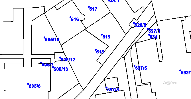 Parcela st. 618 v KÚ Nové Pavlovice, Katastrální mapa