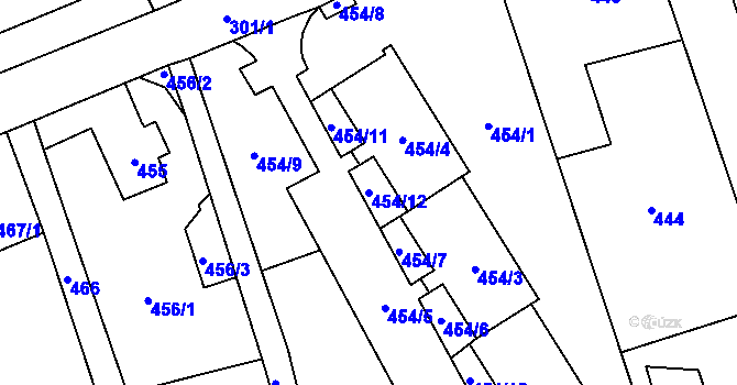 Parcela st. 454/12 v KÚ Nové Pavlovice, Katastrální mapa