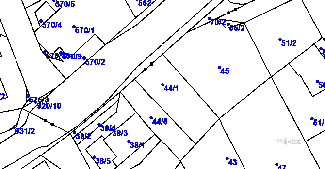 Parcela st. 44/1 v KÚ Nové Pavlovice, Katastrální mapa