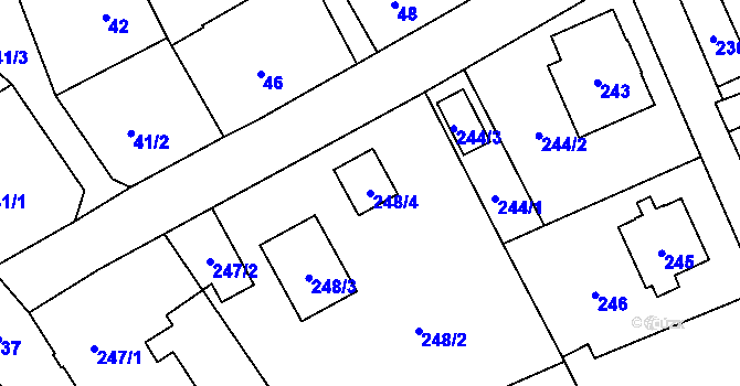 Parcela st. 248/4 v KÚ Nové Pavlovice, Katastrální mapa