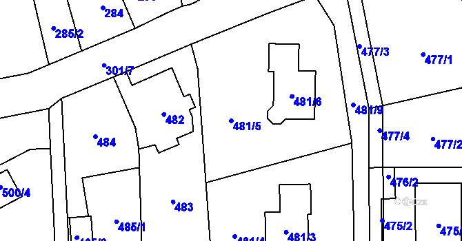 Parcela st. 481/5 v KÚ Nové Pavlovice, Katastrální mapa