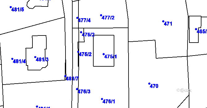 Parcela st. 475/1 v KÚ Nové Pavlovice, Katastrální mapa