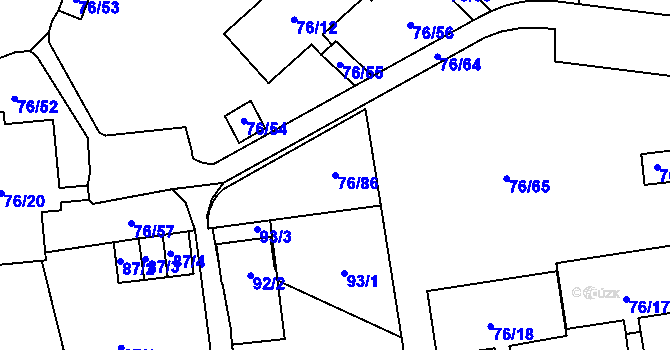 Parcela st. 76/86 v KÚ Nové Pavlovice, Katastrální mapa