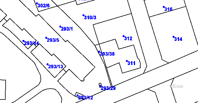 Parcela st. 293/38 v KÚ Nové Pavlovice, Katastrální mapa