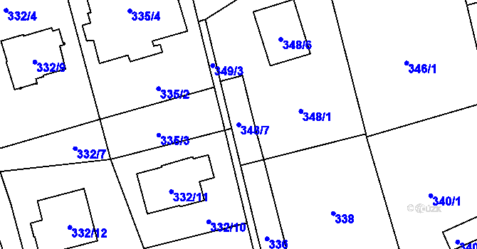 Parcela st. 348/7 v KÚ Nové Pavlovice, Katastrální mapa