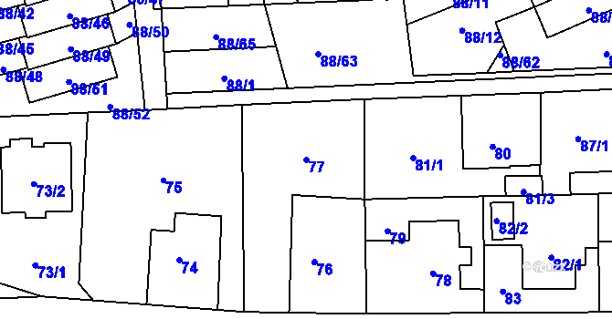 Parcela st. 77 v KÚ Staré Pavlovice, Katastrální mapa