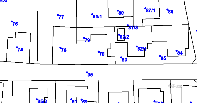 Parcela st. 78 v KÚ Staré Pavlovice, Katastrální mapa