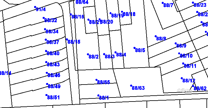 Parcela st. 88/3 v KÚ Staré Pavlovice, Katastrální mapa