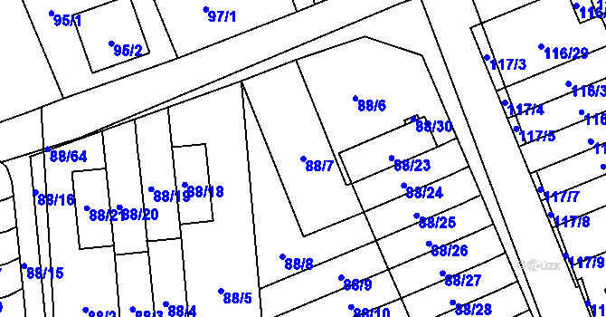 Parcela st. 88/7 v KÚ Staré Pavlovice, Katastrální mapa