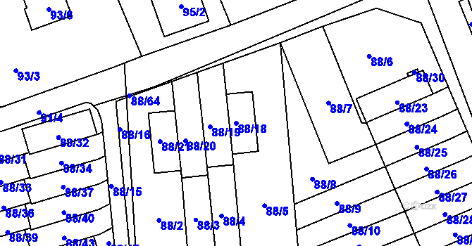 Parcela st. 88/18 v KÚ Staré Pavlovice, Katastrální mapa