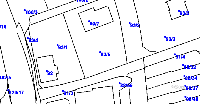 Parcela st. 93/5 v KÚ Staré Pavlovice, Katastrální mapa