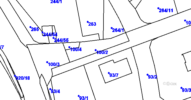 Parcela st. 100/2 v KÚ Staré Pavlovice, Katastrální mapa