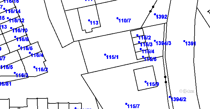Parcela st. 115/1 v KÚ Staré Pavlovice, Katastrální mapa