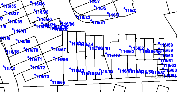 Parcela st. 116/46 v KÚ Staré Pavlovice, Katastrální mapa