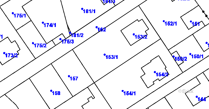 Parcela st. 153/1 v KÚ Staré Pavlovice, Katastrální mapa