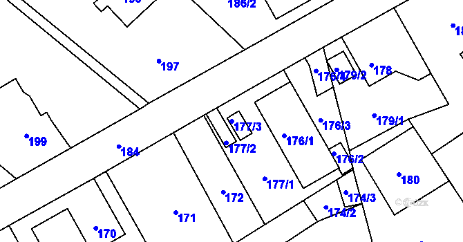 Parcela st. 177/3 v KÚ Staré Pavlovice, Katastrální mapa