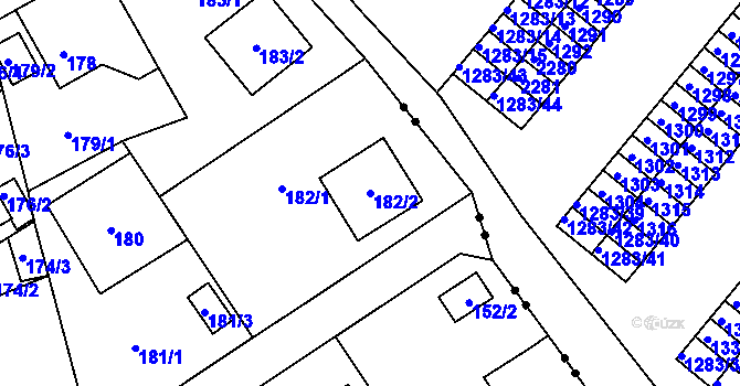 Parcela st. 182/2 v KÚ Staré Pavlovice, Katastrální mapa