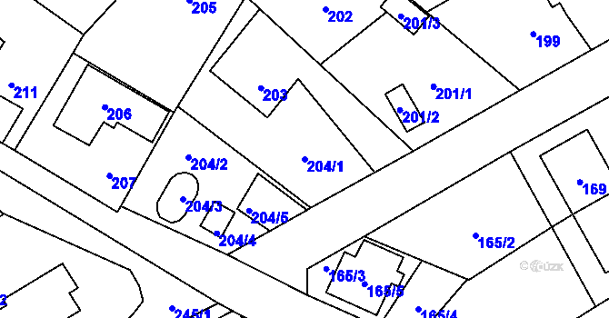Parcela st. 204/1 v KÚ Staré Pavlovice, Katastrální mapa