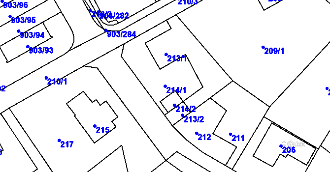 Parcela st. 214/1 v KÚ Staré Pavlovice, Katastrální mapa