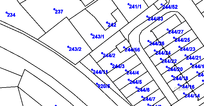 Parcela st. 244/2 v KÚ Staré Pavlovice, Katastrální mapa